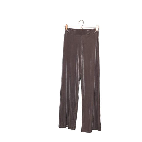 Topshop US‎ 4 6 UK Small S Taupe Velour Velvet Wide Leg High Rise Pull On Pants - Picture 6 of 8